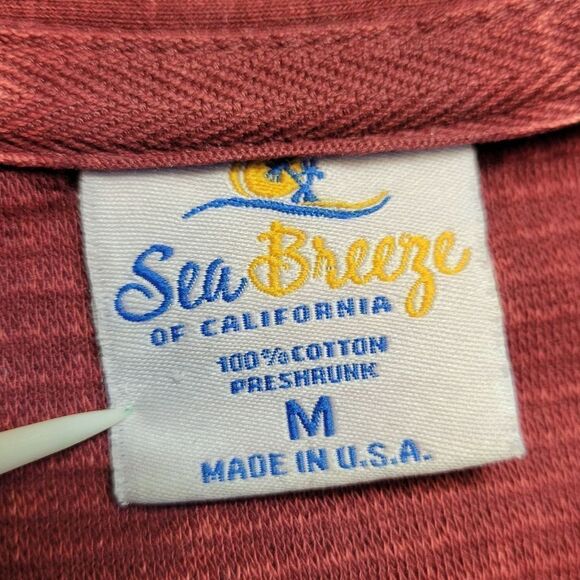 Sea Breeze Vintage Burgundy Tunic or Mini Dress Johnny Collar Fisherman Cotton - Picture 6 of 9